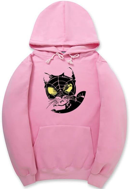 CORIRESHA Teen Cat Lovers Hoodie Long Sleeve Drawstring Casual Y2K Spider Web Sweatshirt