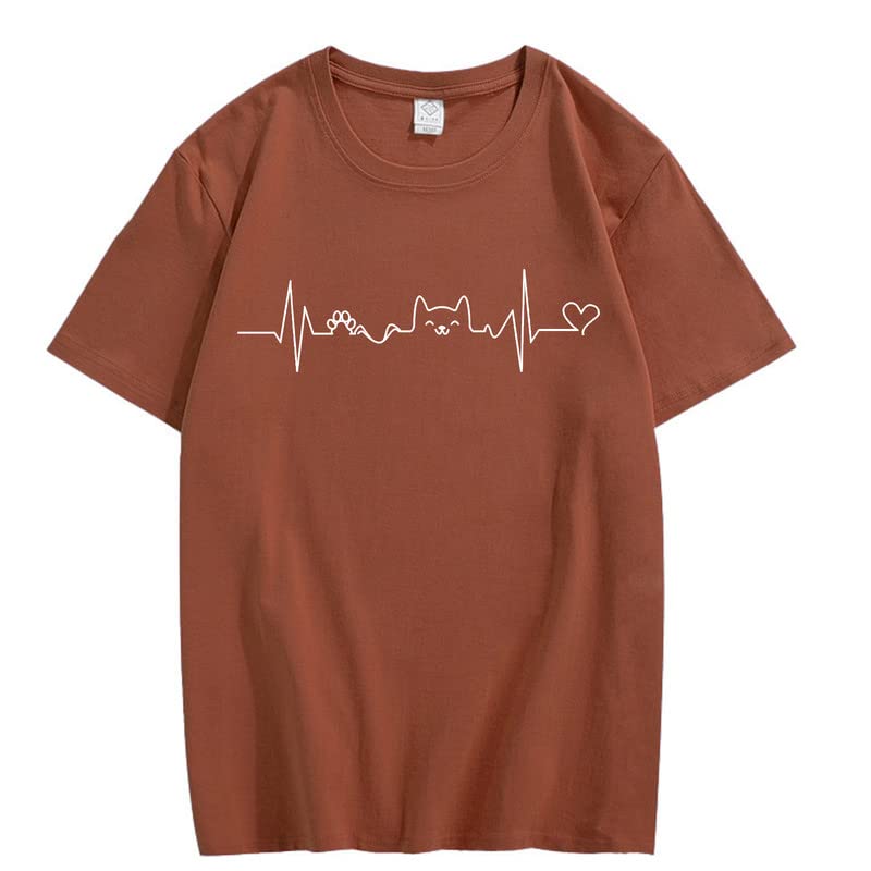 CORIRESHA Camisetas divertidas para amantes de los gatos con latido del corazón para adolescentes