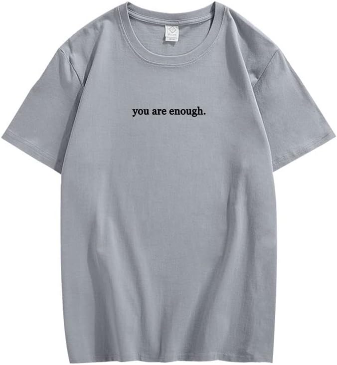 CORIRESHA You are Enough Camisetas Casual Cuello Redondo Manga Corta Adolescente Letras Tops