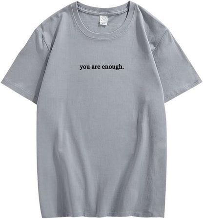 CORIRESHA You are Enough Camisetas Casual Cuello Redondo Manga Corta Adolescente Letras Tops