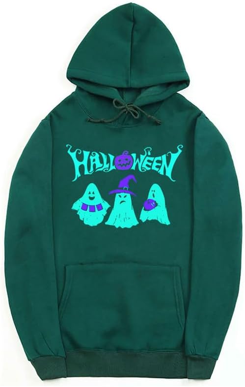 CORIRESHA Sudadera con capucha de fantasma de Halloween, sudadera gótica Harajuku de manga larga con bolsillo con cordón, unisex