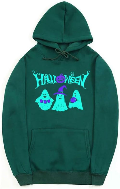 CORIRESHA Sudadera con capucha de fantasma de Halloween, sudadera gótica Harajuku de manga larga con bolsillo con cordón, unisex