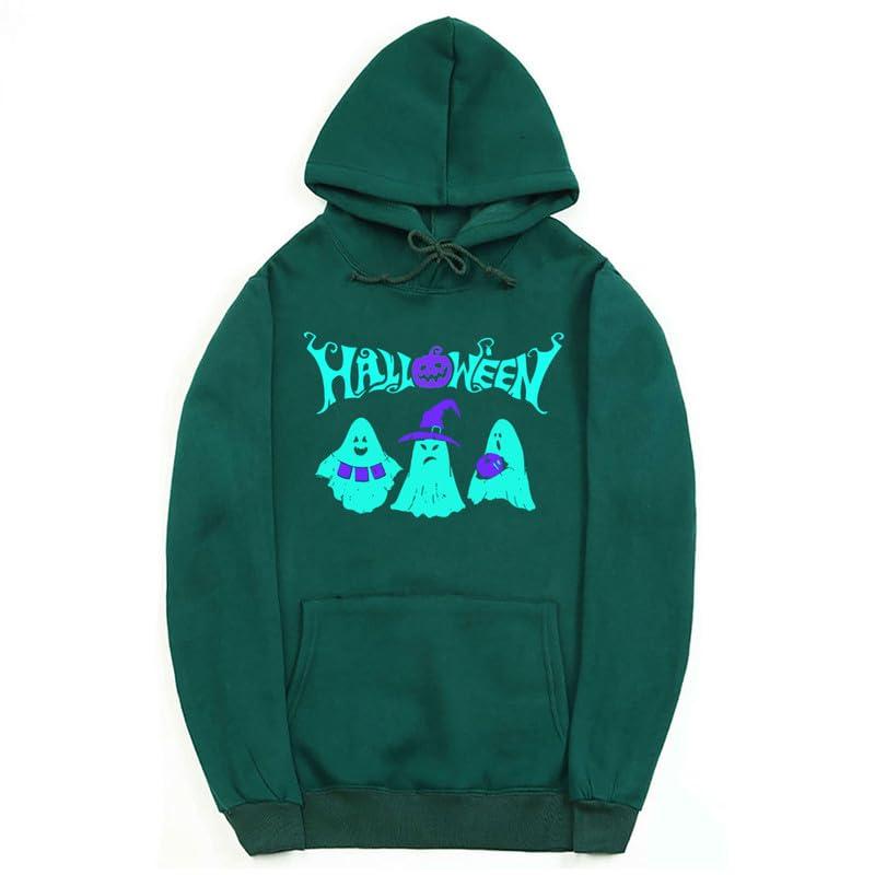 CORIRESHA Sudadera con capucha de fantasma de Halloween, sudadera gótica Harajuku de manga larga con bolsillo con cordón, unisex