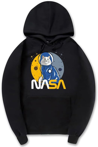 CORIRESHA Teen's Astronaut NASA Hoodie Casual Long Sleeve Drawstring Cat Sweatshirt