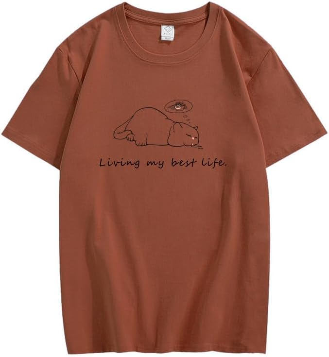 CORIRESHA Camisetas unisex con cuello redondo y manga corta con letras lindas