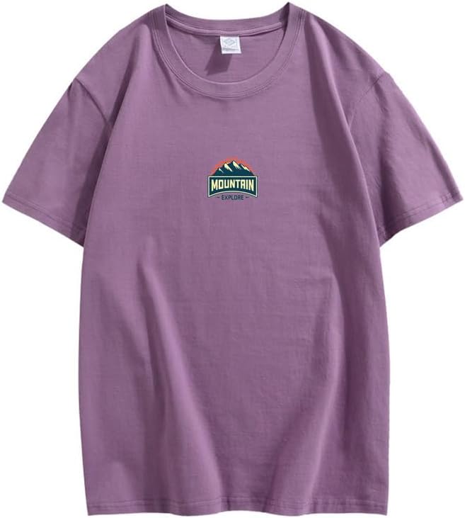 CORIRESHA Camiseta unisex de algodón holgada de manga corta con cuello redondo y gráfico de montaña retro
