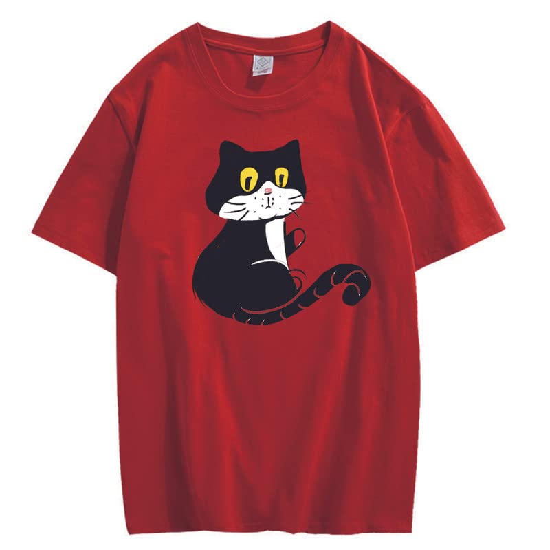 CORIRESHA Adolescente Gato Camiseta Cuello Redondo Manga Corta Suelta Suave Acogedor Lindo Tops