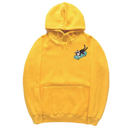 CORIRESHA Sudadera con capucha de manga larga con cordón y diseño de gato monopatín para jóvenes