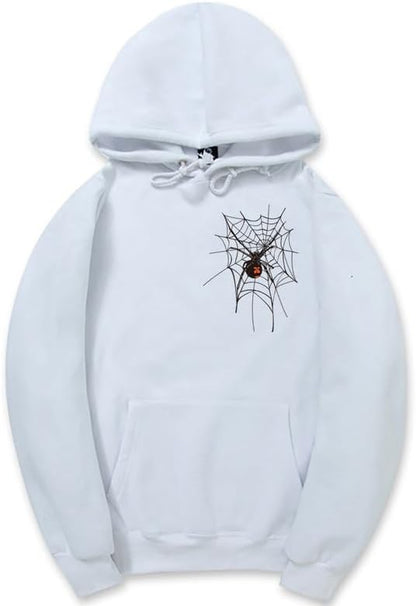 CORIRESHA Sudadera unisex con capucha de telaraña de Halloween, manga larga, con cordón, casual, estética Y2K