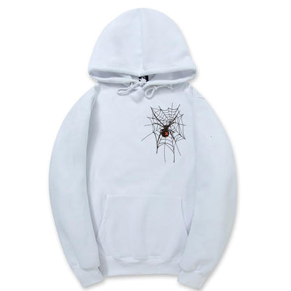 CORIRESHA Sudadera unisex con capucha de telaraña de Halloween, manga larga, con cordón, casual, estética Y2K
