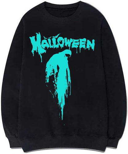 CORIRESHA Teen Halloween Bloody Crewneck Long Sleeve Gothic Scary Sweatshirt