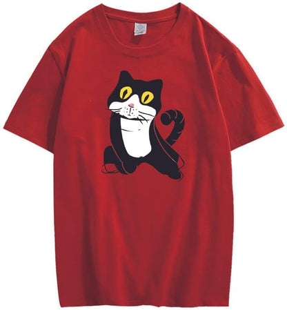 CORIRESHA Camiseta de gato lindo casual cuello redondo manga corta verano básico algodón tops