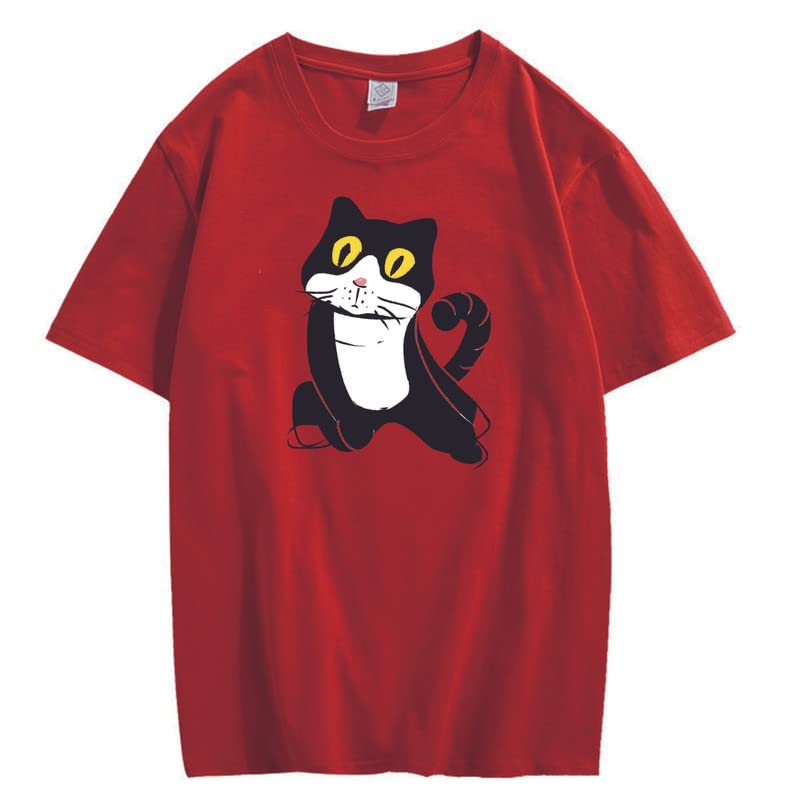 CORIRESHA Camiseta de gato lindo casual cuello redondo manga corta verano básico algodón tops