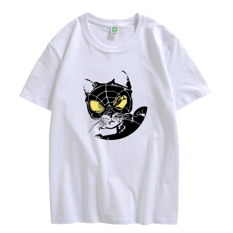 CORIRESHA Teen Cat Lovers Spider Web Camiseta Cuello Redondo Manga Corta Casual Y2k Top