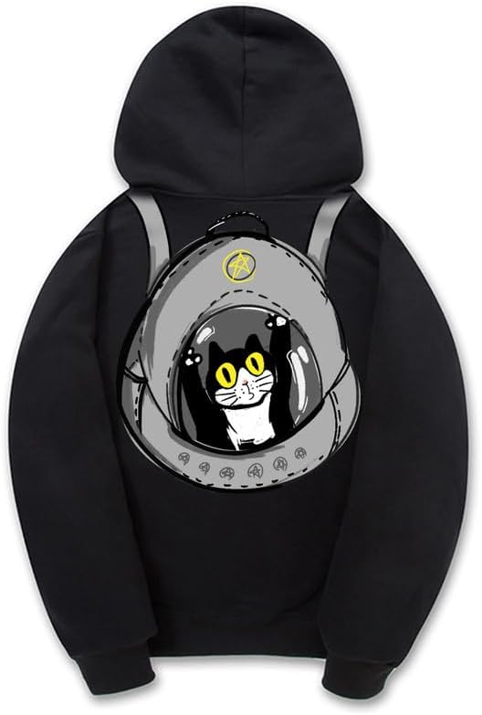 CORIRESHA Adolescentes Amantes de los Gatos Sudadera con capucha Casual Manga Larga Cordón Algodón Lindo Sudadera