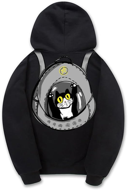 CORIRESHA Adolescentes Amantes de los Gatos Sudadera con capucha Casual Manga Larga Cordón Algodón Lindo Sudadera