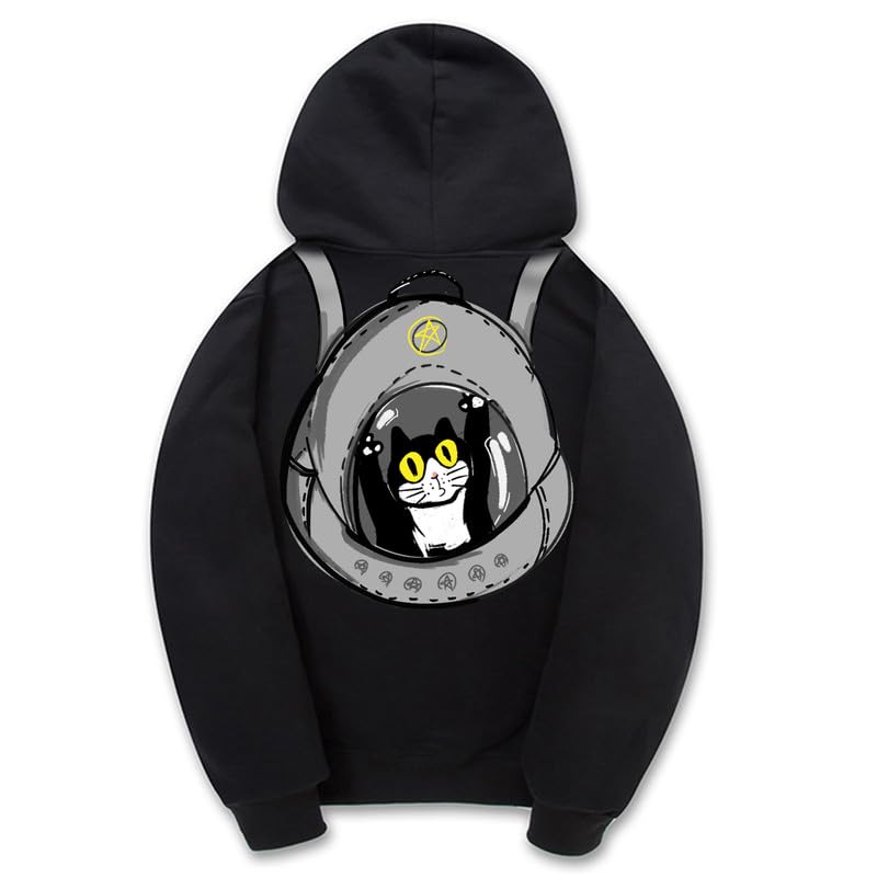 CORIRESHA Adolescentes Amantes de los Gatos Sudadera con capucha Casual Manga Larga Cordón Algodón Lindo Sudadera
