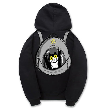 CORIRESHA Adolescentes Amantes de los Gatos Sudadera con capucha Casual Manga Larga Cordón Algodón Lindo Sudadera