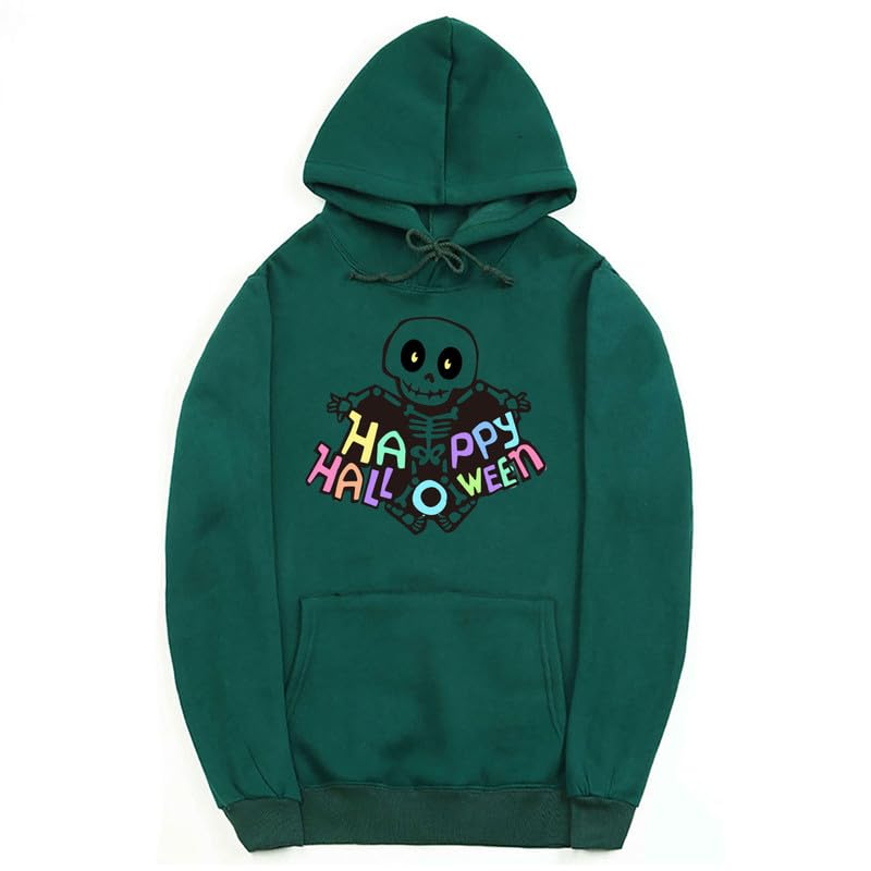 CORIRESHA Sudadera con capucha de esqueleto de Halloween para mujer, manga larga, con cordón y letras de bolsillo