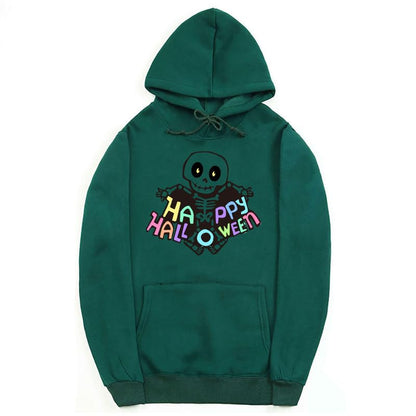 CORIRESHA Sudadera con capucha de esqueleto de Halloween para mujer, manga larga, con cordón y letras de bolsillo