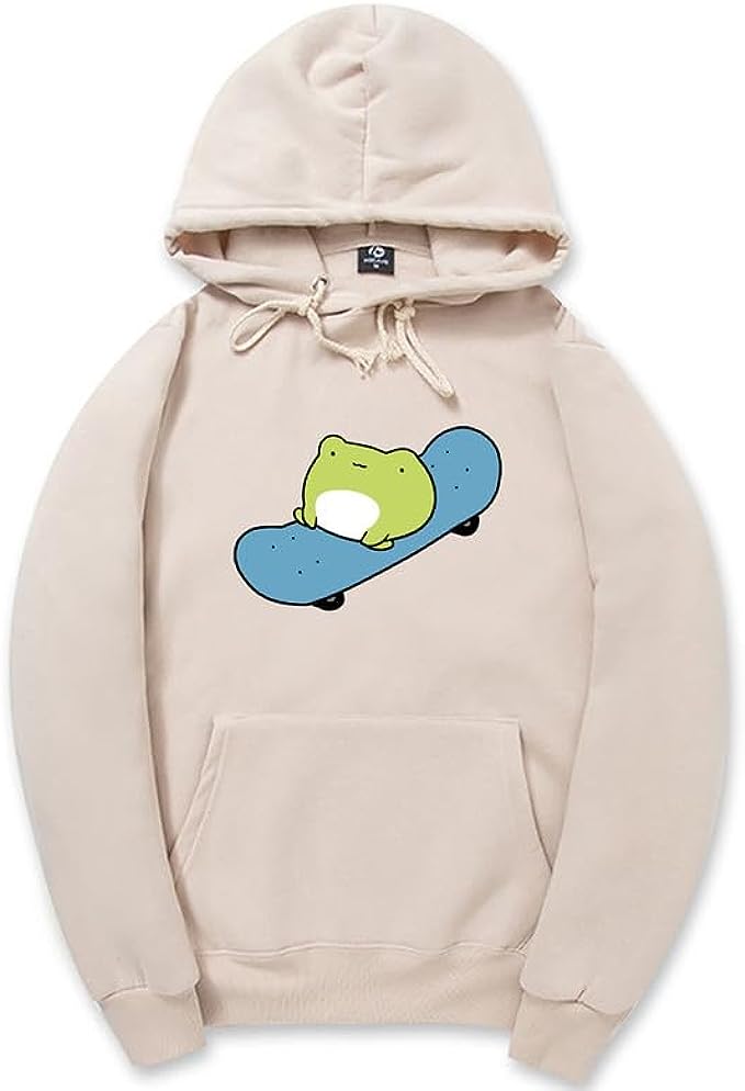 CORIRESHA Women's Cute Frog Hoodie Long Sleeve Kangaroo Pocket Skateboard Basic Sweatshirt