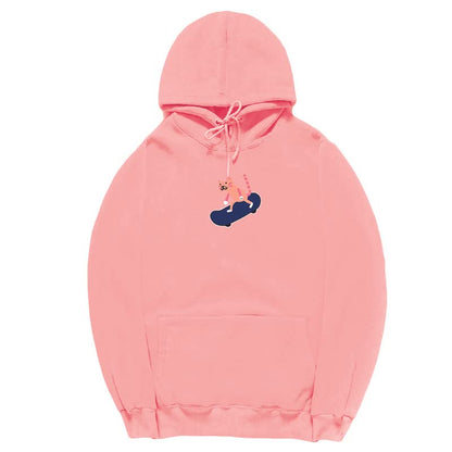 CORIRESHA Sudadera con capucha de algodón suave con diseño de gato de dibujos animados para adolescentes