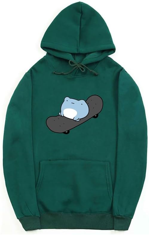 CORIRESHA Sudadera con capucha de rana linda adolescente de manga larga con cordón de algodón para monopatín