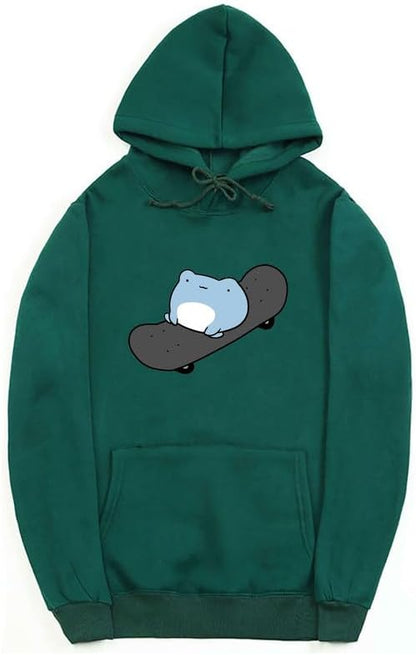 CORIRESHA Sudadera con capucha de rana linda adolescente de manga larga con cordón de algodón para monopatín