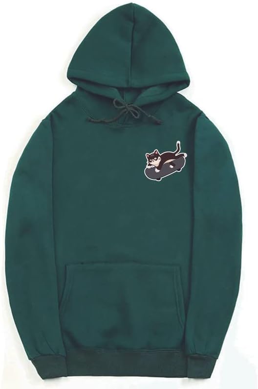 CORIRESHA Adolescentes Linda Sudadera con Capucha Monopatín Gato Casual Manga Larga Básica Sólida Sudadera