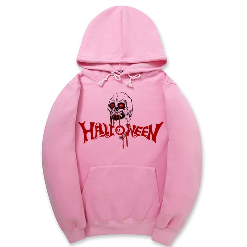 CORIRESHA Halloween Skull Sudadera con capucha de manga larga con cordón de algodón Unisex sudadera manchada de sangre