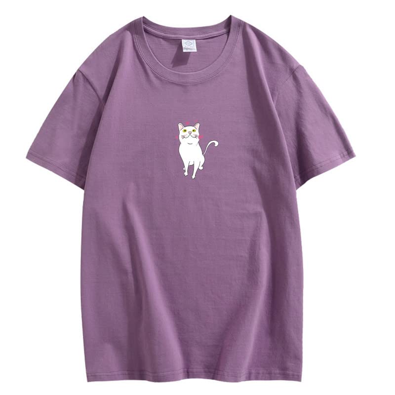 CORIRESHA Lindo Corazón Gato Camiseta Chica Kawaii Ropa Amantes de los Animales