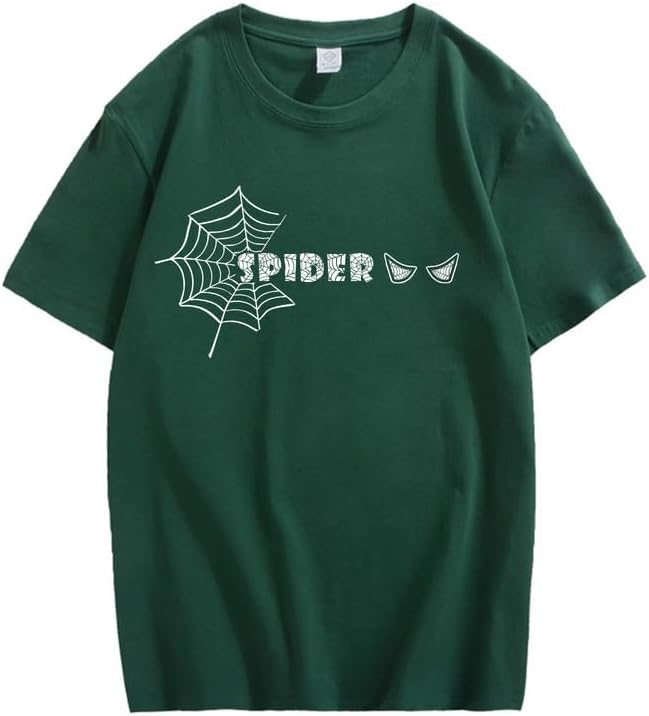 CORIRESHA Y2K Spider Web Camiseta cuello redondo manga corta casual Halloween ropa