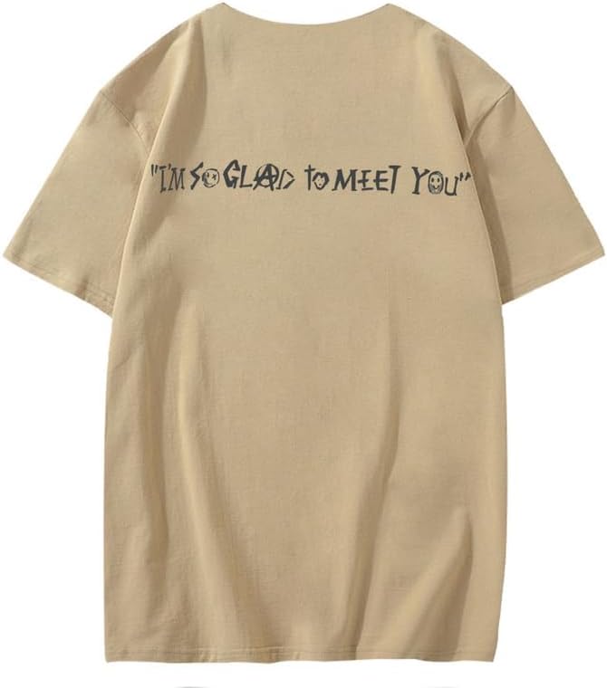 CORIRESHA Camiseta holgada de verano de manga corta con cuello redondo y estampado de letras en la espalda unisex