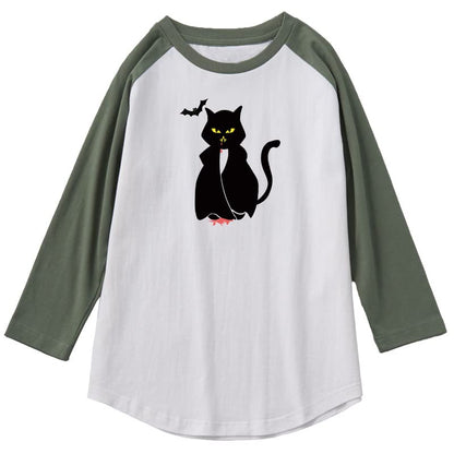 CORIRESHA Camiseta gótica de Halloween para adolescentes con manga de hombro de algodón con gatos divertidos