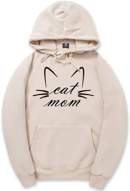 CORIRESHA Funny Cat Face Hoodie Long Sleeve Drawstring Kangaroo Pocket Cute Sweatshirt