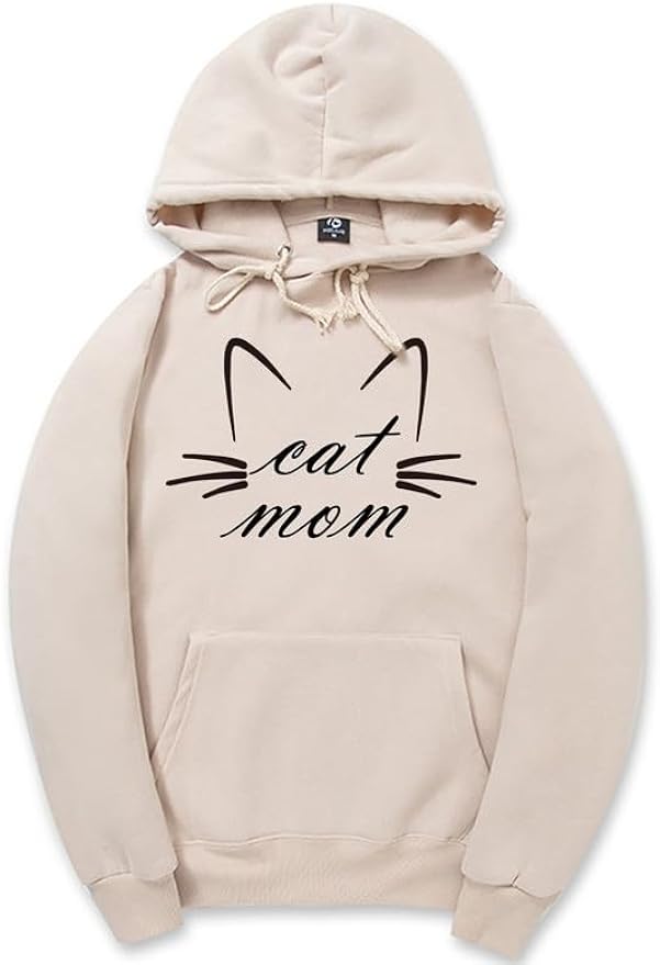 CORIRESHA Funny Cat Face Hoodie Long Sleeve Drawstring Kangaroo Pocket Cute Sweatshirt