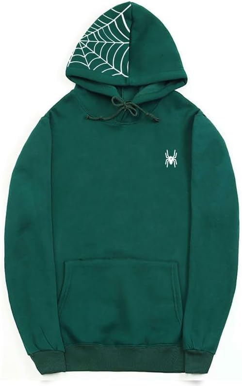 CORIRESHA Teen Y2K Spider Web Sudadera con capucha casual con cordón de manga larga de algodón para Halloween