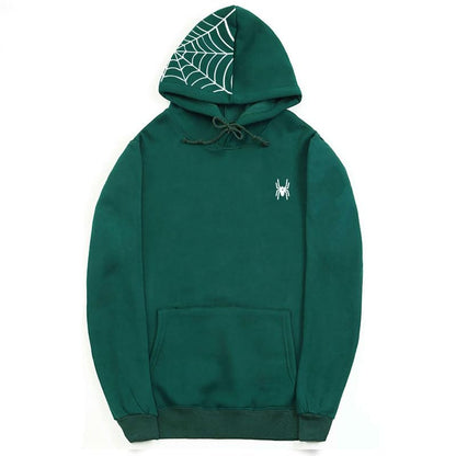 CORIRESHA Teen Y2K Spider Web Sudadera con capucha casual con cordón de manga larga de algodón para Halloween