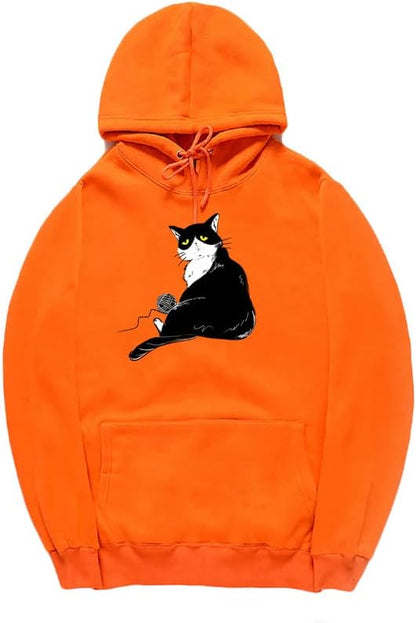 CORIRESHA Halloween Lindo Gato Sudadera con Capucha Manga Larga Cordón Bolsillo Canguro Sudadera Unisex