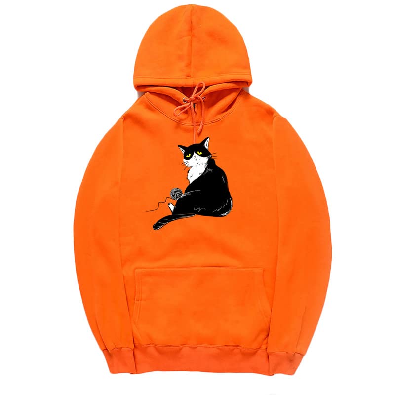 CORIRESHA Halloween Lindo Gato Sudadera con Capucha Manga Larga Cordón Bolsillo Canguro Sudadera Unisex