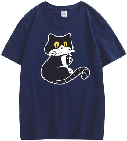 CORIRESHA Adolescente Gato Camiseta Cuello Redondo Manga Corta Suelta Suave Acogedor Lindo Tops