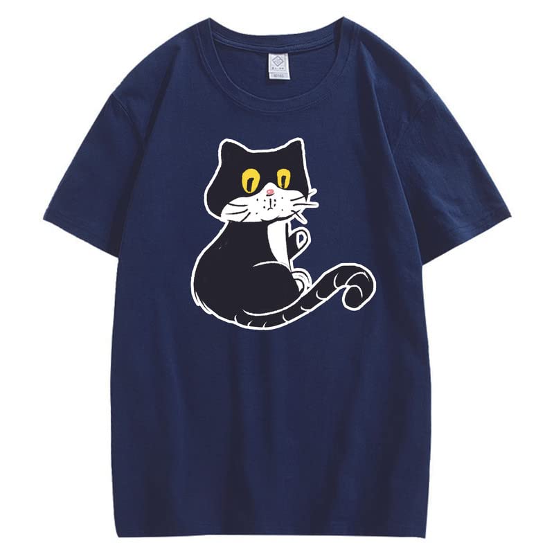 CORIRESHA Adolescente Gato Camiseta Cuello Redondo Manga Corta Suelta Suave Acogedor Lindo Tops
