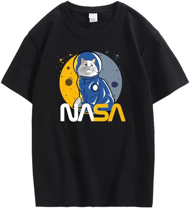 CORIRESHA Camiseta básica informal de manga corta con cuello redondo de la NASA para adolescentes