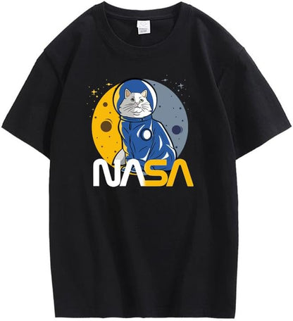 CORIRESHA Camiseta básica informal de manga corta con cuello redondo de la NASA para adolescentes
