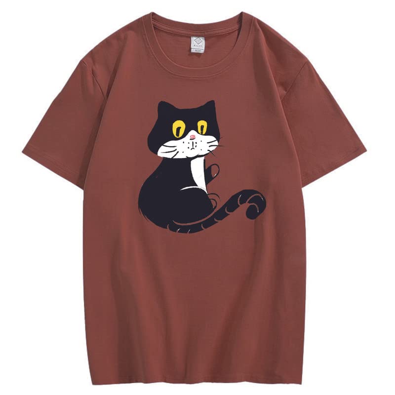 CORIRESHA Adolescente Gato Camiseta Cuello Redondo Manga Corta Suelta Suave Acogedor Lindo Tops