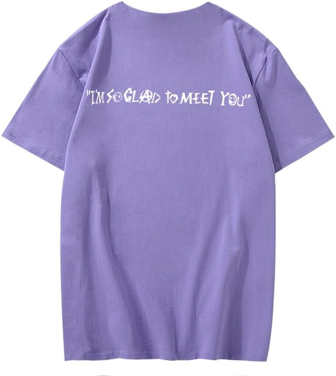 CORIRESHA Camiseta holgada de verano de manga corta con cuello redondo y estampado de letras en la espalda unisex