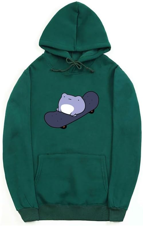 CORIRESHA Sudadera con capucha de rana linda para niñas adolescentes, manga larga, con cordón, para monopatín, Kawaii