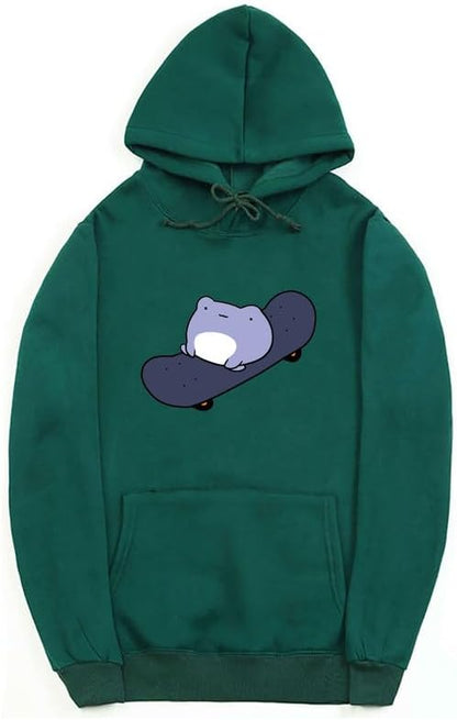 CORIRESHA Sudadera con capucha de rana linda para niñas adolescentes, manga larga, con cordón, para monopatín, Kawaii