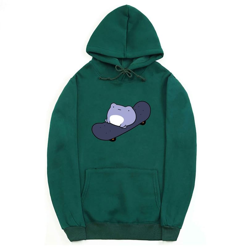 CORIRESHA Sudadera con capucha de rana linda para niñas adolescentes, manga larga, con cordón, para monopatín, Kawaii