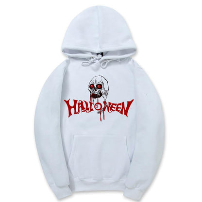 CORIRESHA Halloween Skull Sudadera con capucha de manga larga con cordón de algodón Unisex sudadera manchada de sangre